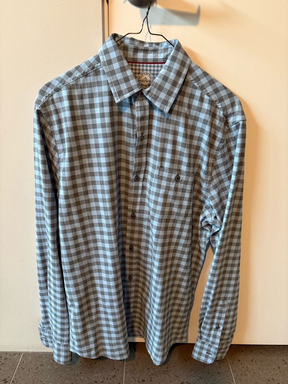 Men's Gray Check Long-Sleeve Button-Down Shirt